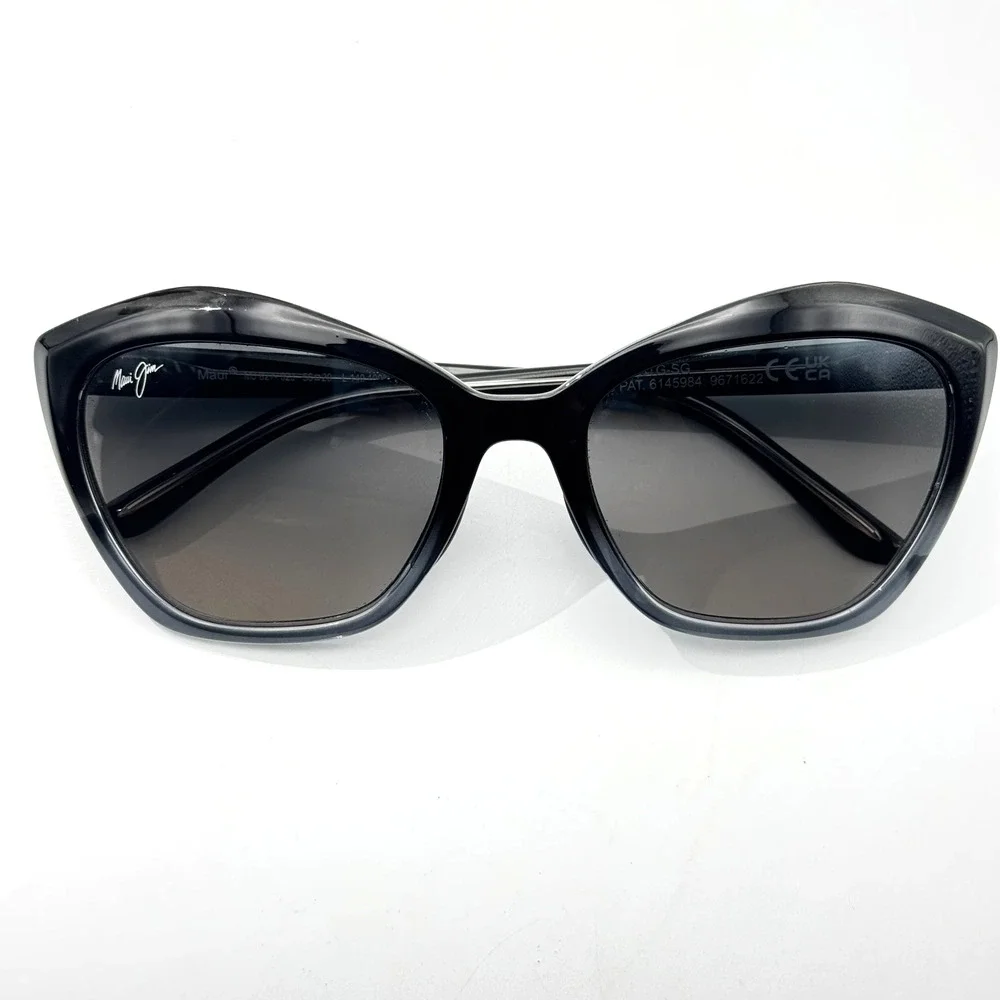 Maui Jim Sunglasses Lotus STG-SG MJ827-02J Black Cat Eye Frame Gray Gradient